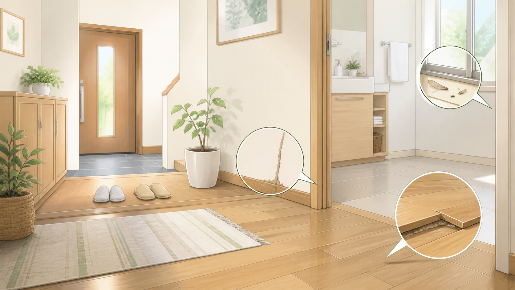 戸建ての被害サインを示すイラスト